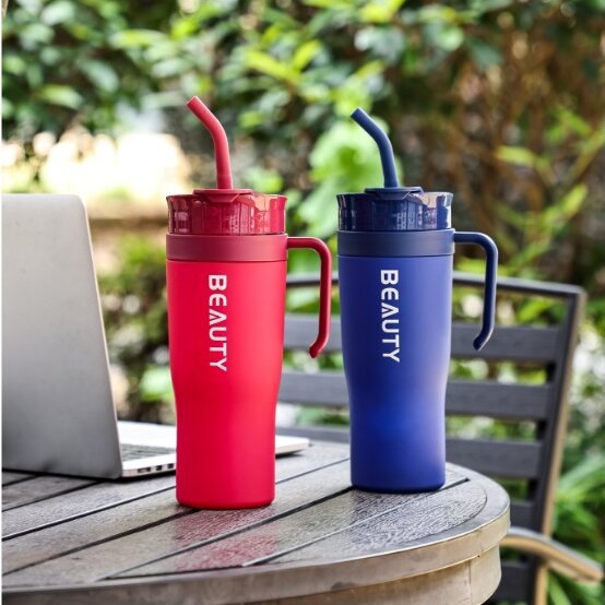 Gradient Handle Tumbler Cup (Large Capacity Sports Straw Cup)