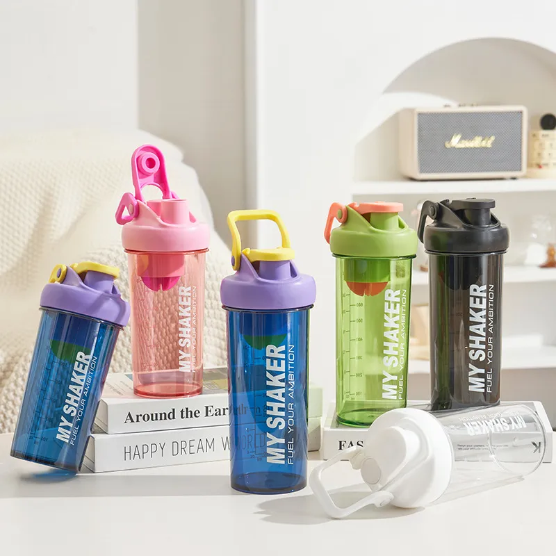 Large Capacity Outdoor Sports Shaker Bottle with Handle & Leak-Proof Lid